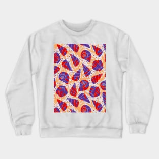 Beautiful Line Art Seashells Seamless Surface Pattern Design Crewneck Sweatshirt